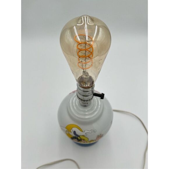 vintage Disney Aladdin & Jasmine Genie Milk Glass Lamp Red Light Night Light 90s - Picture 11 of 12